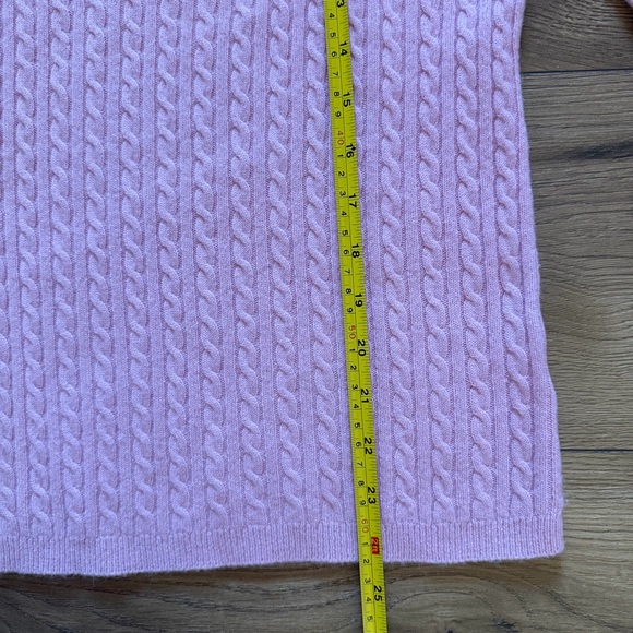 Anne Klein Pink Cashmere Cable Knit Sweater Coquette Soft Shrunken Look - Picture 8 of 8